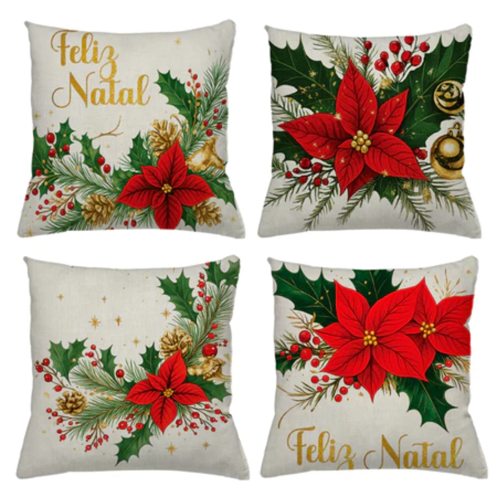 Almofadas Natalinas - 4 Peças e Estampas Diversas