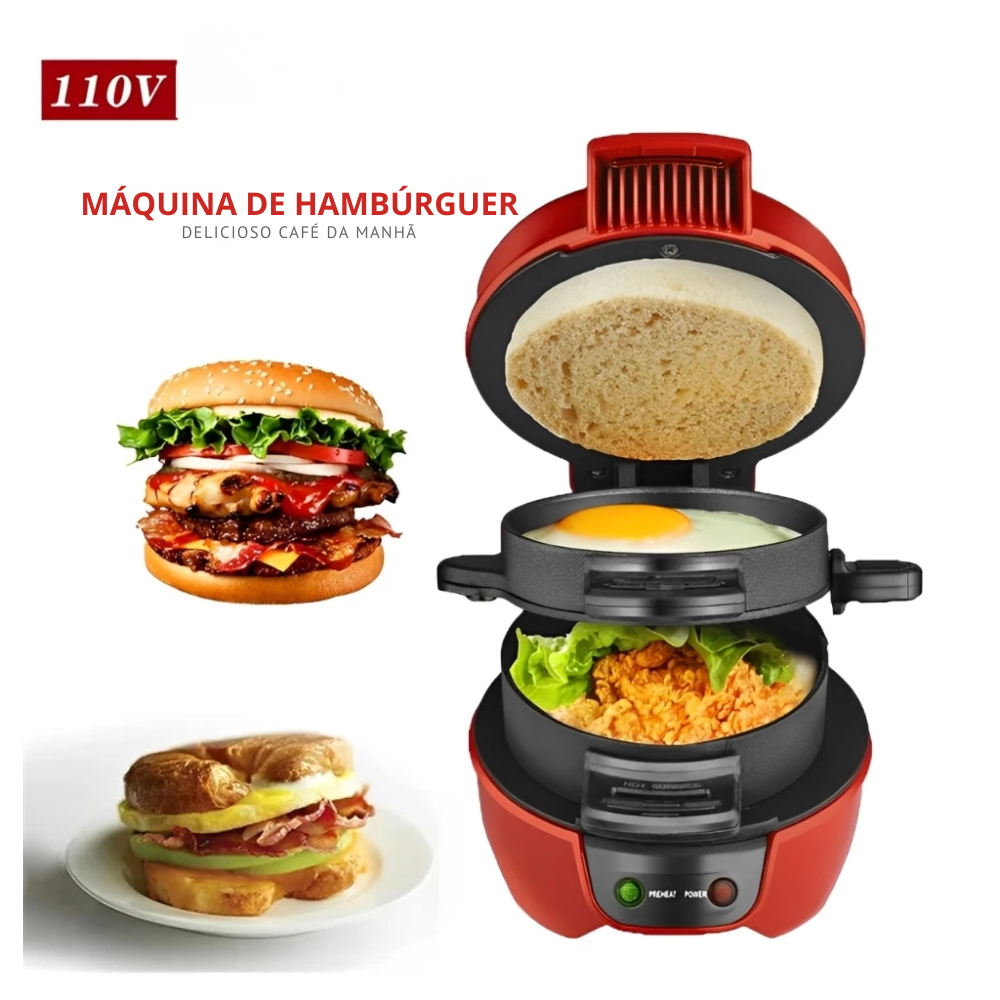 Máquina de Fazer Hambúrguer e Sanduíches - Elétrica e Compacta