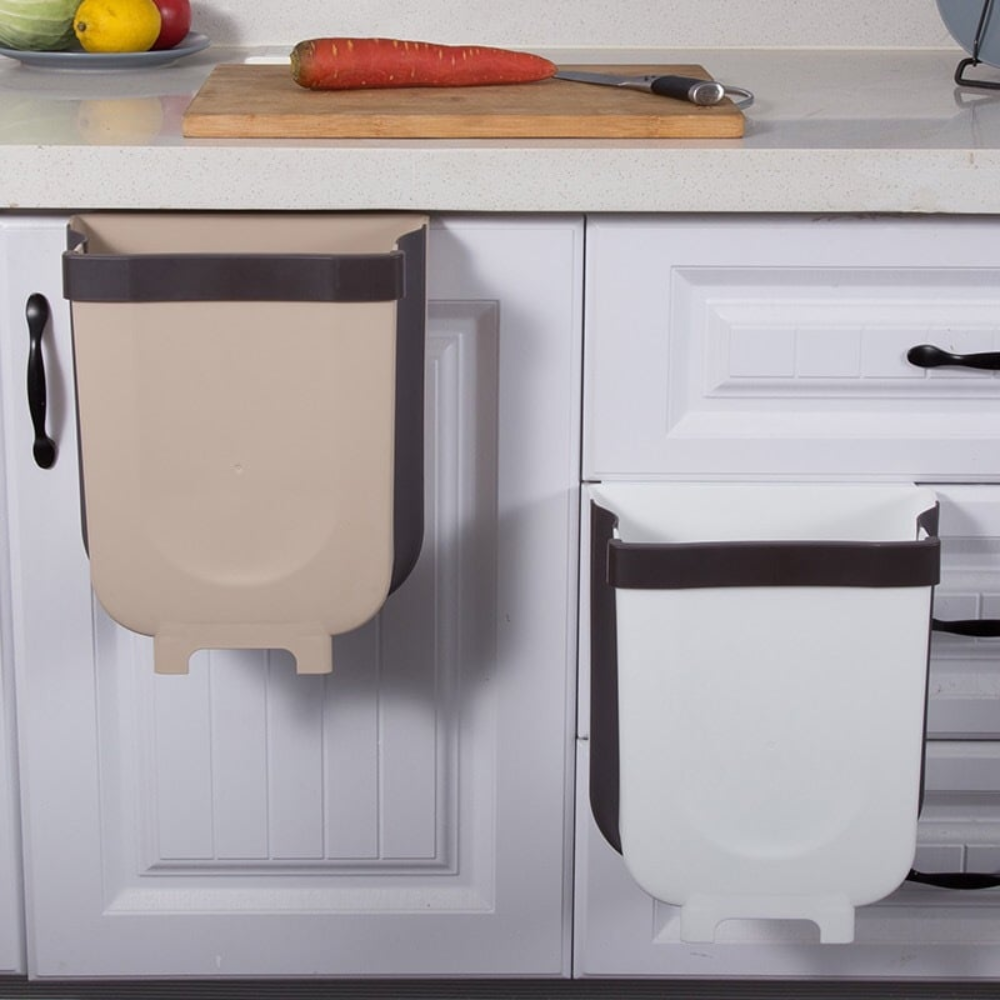 Lixeira Dobrável de Parede 9L - Plástico e Silicone para Cozinha