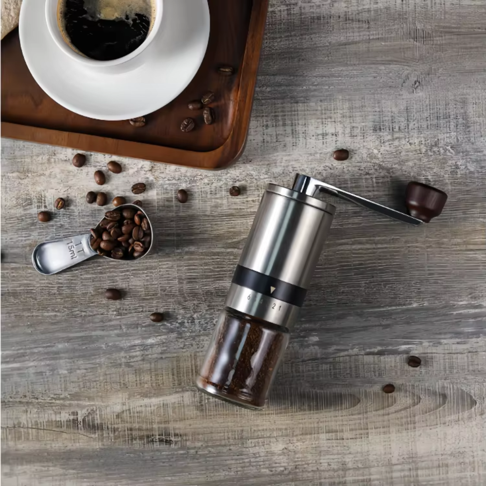 Moedor de Café Manual Ajustável - Design Retrô em Inox