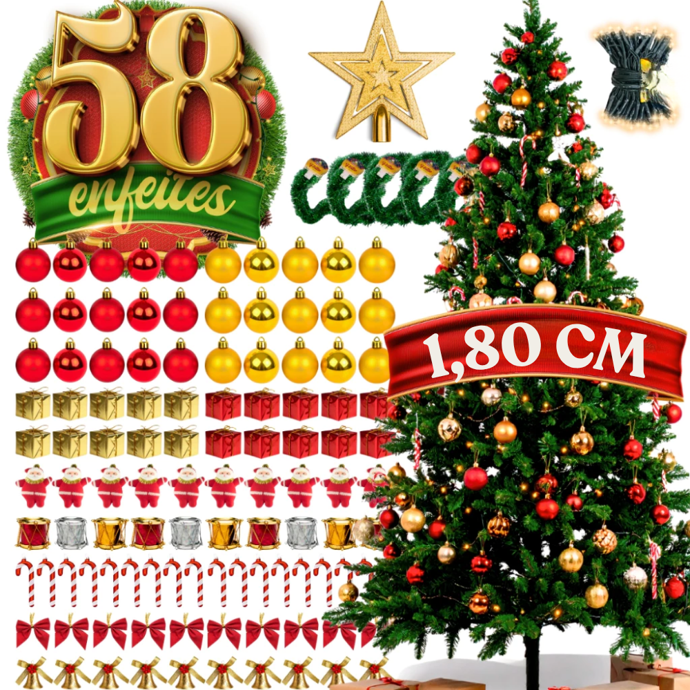 Árvore de Natal Verde Pinheiro Clássico - Completa