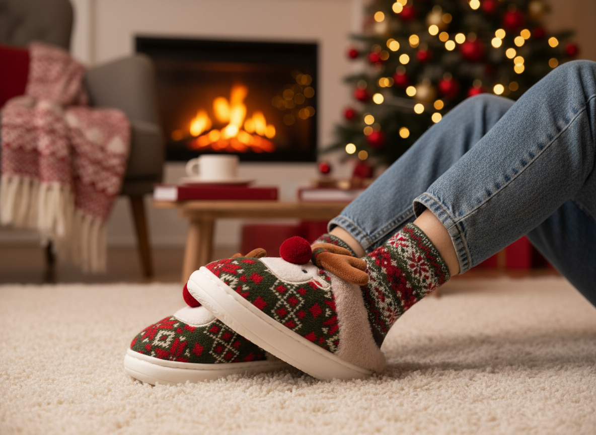 Pantufa de Natal de Algodão Confortável - Unissex